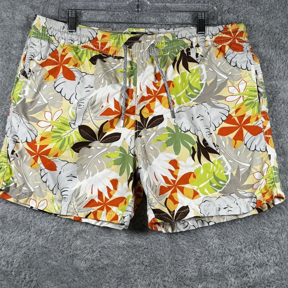 Vilebrequin Shorts Mens XL Multicolor Elephant Floral Swim Trunks Tropical